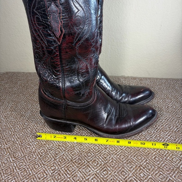 Lucchese 2000 Vintage Black Cherry Western Cowboy Boots Mens Sz 10D Western